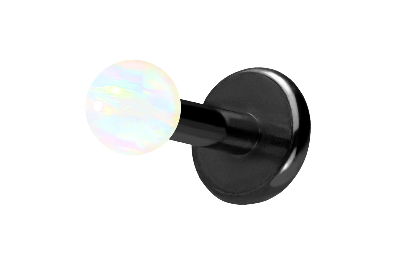 Titan Labret Piercing mit Push Fit SYNTHETISCHER OPAL